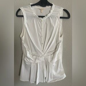 Rebecca Taylor White Ruffle-Trim Button Blouse